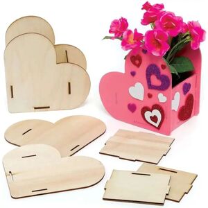 Kit di vasi di fiori in legno a forma di cuore - Confezione da 3 Kit di vasi di fiori in legno a forma di cuore - Confezione da 3