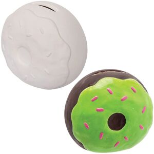 Baker Ross Alcancía de cerámica en forma de donut - Pack de 2 Baker Ross Alcancía de cerámica en forma de donut - Pack de 2