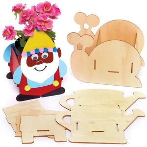 Baker Ross Wooden Flowerpot Kit - 3 Designs - Garden Decor Baker Ross Wooden Flowerpot Kit - 3 Designs - Garden Decor