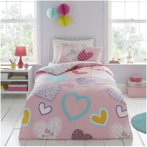 Pink Hearts Single Duvet Cover Set - Bedding Pink Hearts Single Duvet Cover Set - Bedding