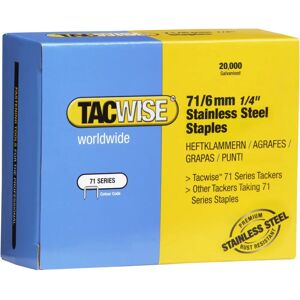 Tacwise 1014 Stainless Steel Staples - 6 mm - Pack of 20,000 Tacwise 1014 Stainless Steel Staples - 6 mm - Pack of 20,000