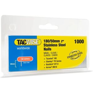 Tacwise 18050 mm Roestvrij Staal 18G Brad Nails - Doos van 1000 Tacwise 18050 mm Roestvrij Staal 18G Brad Nails - Doos van 1000