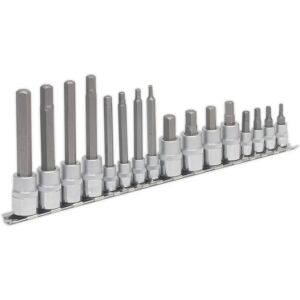 Sealey AK6219 Hex Socket Set 16pc - Chrome Vanadium, 1/4 & 3/8 Drive Sealey AK6219 Hex Socket Set 16pc - Chrome Vanadium, 1/4 & 3/8 Drive