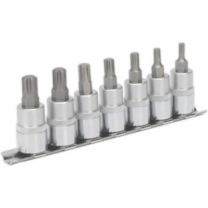 Sealey AK6232 Ribe Socket Bit Set - 7pc, 3/8"Sq Drive, 50mm Sealey AK6232 Ribe Socket Bit Set - 7pc, 3/8"Sq Drive, 50mm