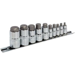 Sealey AK6229 Hex Socket Bit Set - 10pc, Stubby, 1/4-3/8-1/2" Drive Sealey AK6229 Hex Socket Bit Set - 10pc, Stubby, 1/4-3/8-1/2" Drive