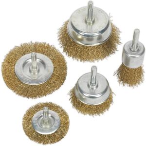 Sealey BWBS05 Wire Brush Set 5pc Brassed - Wire Brush Set Sealey BWBS05 Wire Brush Set 5pc Brassed - Wire Brush Set