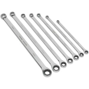 Sealey AK6319 Double Ring Ratchet Spanner Set - 7pc Extra-Long Sealey AK6319 Double Ring Ratchet Spanner Set - 7pc Extra-Long