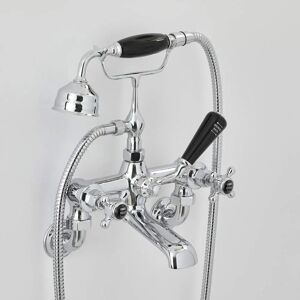 HUDSON REED Elizabeth Wall-Mount Bathtub Mixer - Cross Handle, Chrome & Black HUDSON REED Elizabeth Wall-Mount Bathtub Mixer - Cross Handle, Chrome & Black