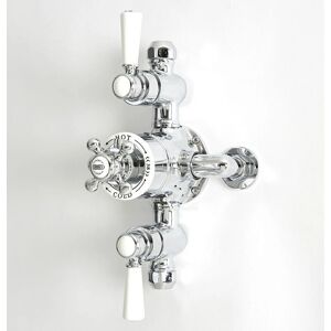 Miscelatore doccia termostatico retrò Elizabeth - Cromato e bianco - 19cm x 14.8cm x 31.4cm - Design tradizionale Miscelatore doccia termostatico retrò Elizabeth - Cromato e bianco - 19cm x 14.8cm x 31.4cm - Design tradizionale