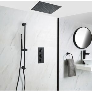 HudsonReed Kit Doccia Termostatica Nera - Moderno, Doppia Funzione, Testa Incassata HudsonReed Kit Doccia Termostatica Nera - Moderno, Doppia Funzione, Testa Incassata