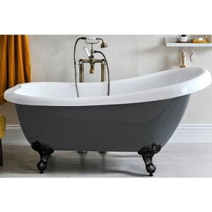 Vasca da bagno indipendente vintage HudsonReed - Pietra grigia, piedi neri - 171x74cm Vasca da bagno indipendente vintage HudsonReed - Pietra grigia, piedi neri - 171x74cm