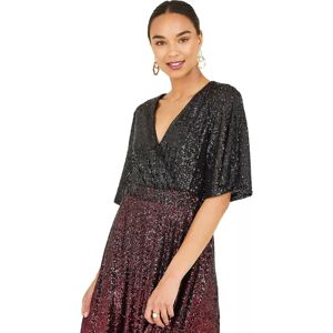 Yumi Black Red Ombre Sequin Midi Dress - Size 12 Uk Yumi Black Red Ombre Sequin Midi Dress - Size 12 Uk