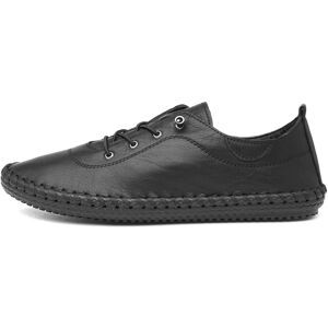 Lunar St Ives Black Leather Plimsoll Trainers - Womens - Size 4 - Shoe Lunar St Ives Black Leather Plimsoll Trainers - Womens - Size 4 - Shoe