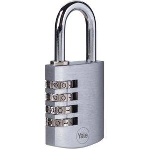 Yale Y151B/40/130/1 Lucchetto combinazione - Lucchetto, ottone cromato, 40mm, arco in acciaio, combinazione a 4 cifre Yale Y151B/40/130/1 Lucchetto combinazione - Lucchetto, ottone cromato, 40mm, arco in acciaio, combinazione a 4 cifre