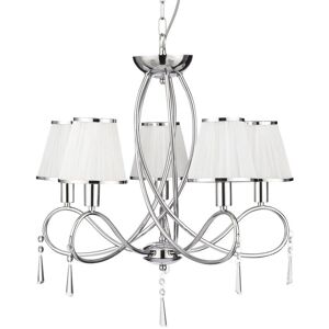 Searchlight Simplicity - Lampadario a soffitto multi-braccio da 5 luci, cromo, cristalli con paralumi, E14 Searchlight Simplicity - Lampadario a soffitto multi-braccio da 5 luci, cromo, cristalli con paralumi, E14
