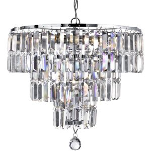 Searchlight Empire 5 Light Chrome Crystal Pendant - Ceiling Chandelier Searchlight Empire 5 Light Chrome Crystal Pendant - Ceiling Chandelier
