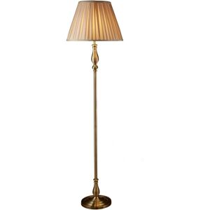 Searchlight Lighting Flemish - Antique Brass Floor Lamp with Mink Shade Searchlight Lighting Flemish - Antique Brass Floor Lamp with Mink Shade