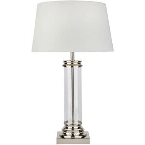 Searchlight Lighting 400637 Pedestal Single Light Table Lamp - Glass & Satin Silver - IP20 Searchlight Lighting 400637 Pedestal Single Light Table Lamp - Glass & Satin Silver - IP20