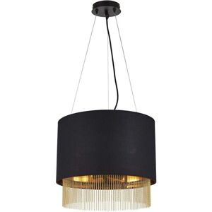 Searchlight Fringe - Black 3-Light Pendant, Gold Details - Ceiling Light Searchlight Fringe - Black 3-Light Pendant, Gold Details - Ceiling Light