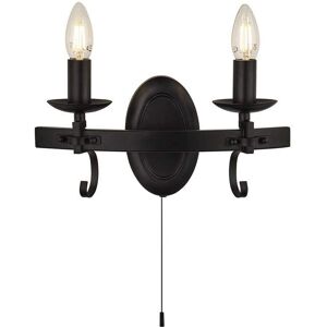 Searchlight Cartwheel Applique a parete con 2 candele - Nero Searchlight Cartwheel Applique a parete con 2 candele - Nero