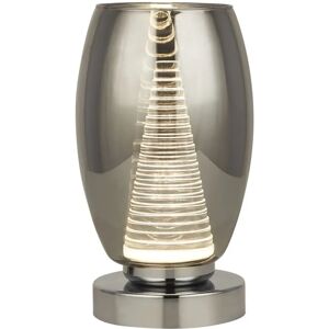 Searchlight Cyclone LED Table Lamp - Chrome Finish, Smoked Glass, 3000K Searchlight Cyclone LED Table Lamp - Chrome Finish, Smoked Glass, 3000K