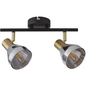 Searchlight Westminster 2 Light Spotlight - Black, Satin Brass & Smoked Glass Searchlight Westminster 2 Light Spotlight - Black, Satin Brass & Smoked Glass