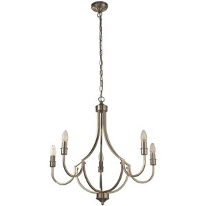 Lampadario Searchlight Lodge 5 luci in argento satinato - Illuminazione Lampadario Searchlight Lodge 5 luci in argento satinato - Illuminazione