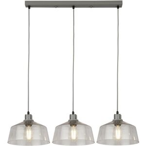 Lampadario Odeon 3 Luci Grigio Metallo Vetro - Searchlight Lampadario Odeon 3 Luci Grigio Metallo Vetro - Searchlight
