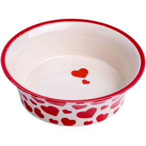 Petface Red Hearts Flared Ceramic Cat Bowl - Petface Ceramic Cat Bowl Petface Red Hearts Flared Ceramic Cat Bowl - Petface Ceramic Cat Bowl