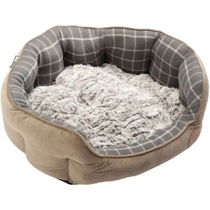 Petface Petface Large Grey Check and Bamboo Oval Bed - Dog or Cat Bed Petface Petface Large Grey Check and Bamboo Oval Bed - Dog or Cat Bed