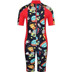 Speedo Childrens Unisex Short Sleeve Zip Up All In One Sun Protection Junior Swimsuit - Multicolour - Size 13-14y Speedo Childrens Unisex Short Sleeve Zip Up All In One Sun Protection Junior Swimsuit - Multicolour - Size 13-14y