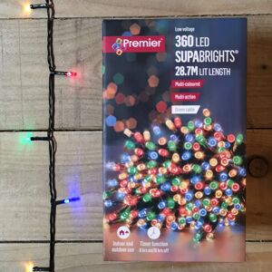 Premier Multi-Coloured 28.7m LED Christmas Lights with Timer Premier Multi-Coloured 28.7m LED Christmas Lights with Timer