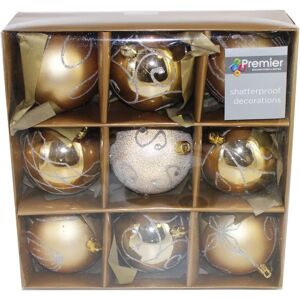 Premier Decorations Christmas Tree Decoration - Gold - 80mm - Set of 9 Premier Decorations Christmas Tree Decoration - Gold - 80mm - Set of 9