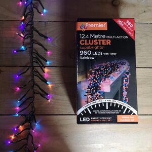Premier Indoor Outdoor Christmas 960 LED 12.4M Multi-Action Cluster Supabrights - Christmas Lights Premier Indoor Outdoor Christmas 960 LED 12.4M Multi-Action Cluster Supabrights - Christmas Lights