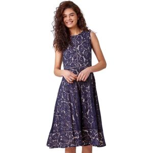 Roman Navy Fit And Flare Lace Midi Dress - Dress Roman Navy Fit And Flare Lace Midi Dress - Dress