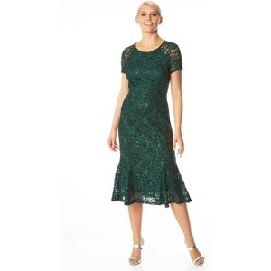 Roman Metallic Lace Sequin Midi Dress - Green - Size 12 - Dress Roman Metallic Lace Sequin Midi Dress - Green - Size 12 - Dress