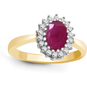 Jewelco London 9ct Gold Ruby Diamond Cluster Ring - Women Jewelco London 9ct Gold Ruby Diamond Cluster Ring - Women