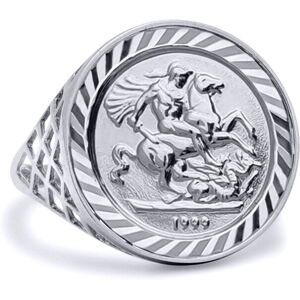 Jewelco London Men's Silver St George Dragon Slayer Ring - Signet, Adjustable Jewelco London Men's Silver St George Dragon Slayer Ring - Signet, Adjustable