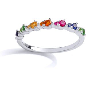Jewelco London Sterling Silver Multi Colour Cubic Zirconia Rainbow Half Eternity Ring Jewelco London Sterling Silver Multi Colour Cubic Zirconia Rainbow Half Eternity Ring