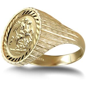 Jewelco London - 9ct Gold St George Medallion - Ribbed - Ring Jewelco London - 9ct Gold St George Medallion - Ribbed - Ring