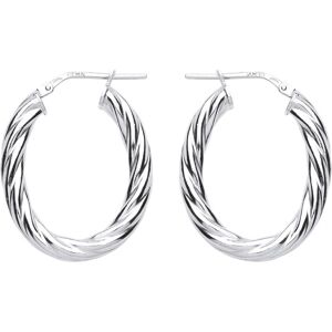 Jewelco London Silver Oval Twist Hoop Earrings - ER91 - Earrings Jewelco London Silver Oval Twist Hoop Earrings - ER91 - Earrings