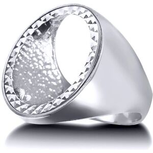 Jewelco London Men's Solid 925 Silver Domed Full Sovereign Mount Ring - Ring Jewelco London Men's Solid 925 Silver Domed Full Sovereign Mount Ring - Ring