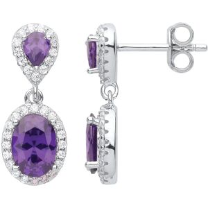 Jewelco London Rhodium Silver Purple Drop Earrings - Earrings Jewelco London Rhodium Silver Purple Drop Earrings - Earrings