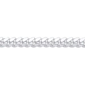Jewelco London Unisex Rhodium Plated Sterling Silver Miami Cuban Court Curb Link Chain Necklace - 7mm White Jewelco London Unisex Rhodium Plated Sterling Silver Miami Cuban Court Curb Link Chain Necklace - 7mm White