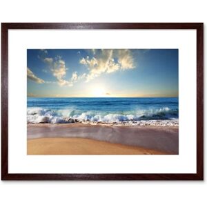 Artery8 - Waves at Sandy Beach - Brown - Framed Wall Art Artery8 - Waves at Sandy Beach - Brown - Framed Wall Art