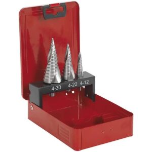 Sealey AK4743 HSS M2 Step Drill Bit Set - Spiral Flute Sealey AK4743 HSS M2 Step Drill Bit Set - Spiral Flute