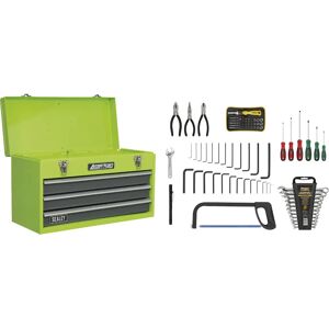 Sealey AP9243BBHVCOM Portable Tool Chest - 3 Drawer - 93pc Kit - Green - Tool Type Sealey AP9243BBHVCOM Portable Tool Chest - 3 Drawer - 93pc Kit - Green - Tool Type