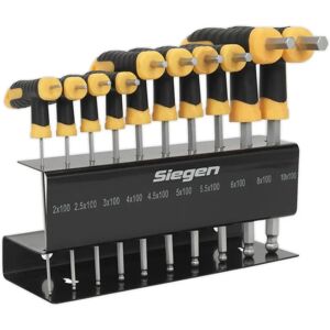Siegen S01150 Ball-End Hex Key Set 10pc T-Handle Metric - Hex Key Set Siegen S01150 Ball-End Hex Key Set 10pc T-Handle Metric - Hex Key Set