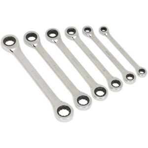 Sealey S0636 Double End Ratchet Ring Spanner Set - 6pc Metric Sealey S0636 Double End Ratchet Ring Spanner Set - 6pc Metric
