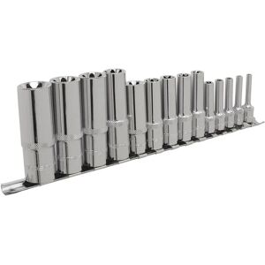 Sealey AK6114 Socket Set - Deep 14pc, 1/4"-3/8"-1/2" Drive, E4-E24 Sealey AK6114 Socket Set - Deep 14pc, 1/4"-3/8"-1/2" Drive, E4-E24